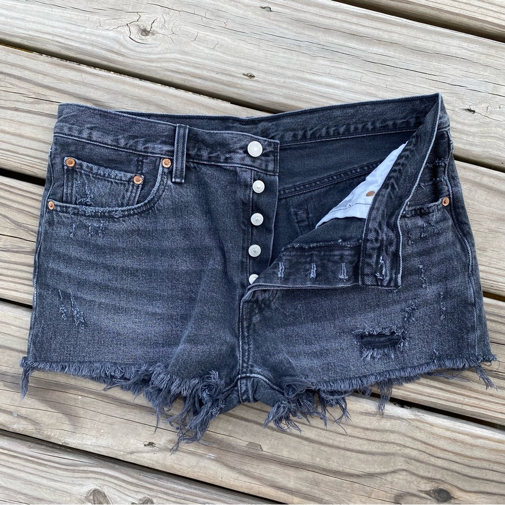 Levi’s 501 Red Tab Big E Black Denim Shorts
